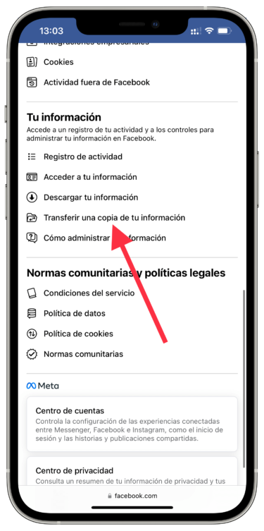 Configuración todas las fotos de Facebook 1