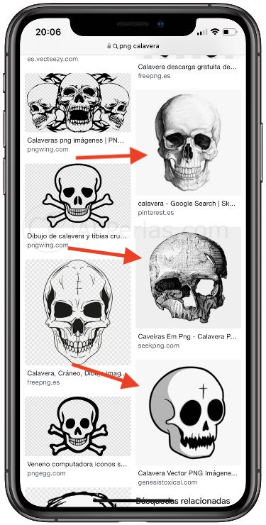Imágenes PNG en Google