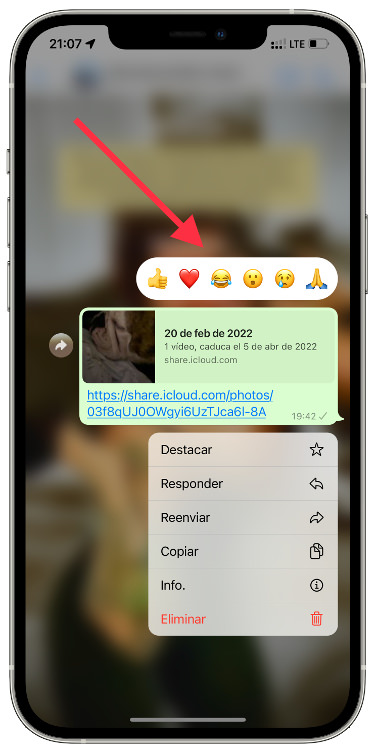 Seleccionar reacciones en WhatsApp 1
