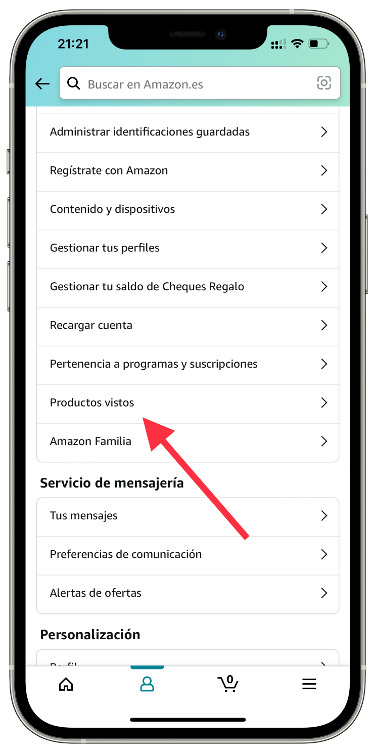 Productos historial de búsqueda de Amazon 1