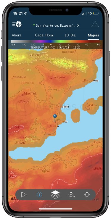 Diferentes capas en los mapas de la app Diferentes capas en los mapas de la app