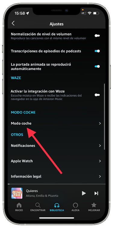 activar el modo coche 1