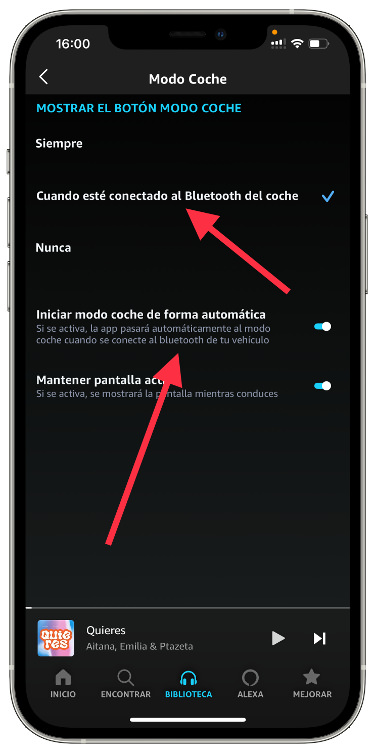 activar el modo coche 2