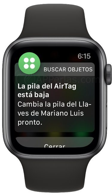 Aviso de pila baja en el Airtag Aviso de pila baja en el Airtag