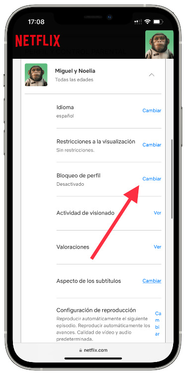 Cuenta contraseña a un perfil 1