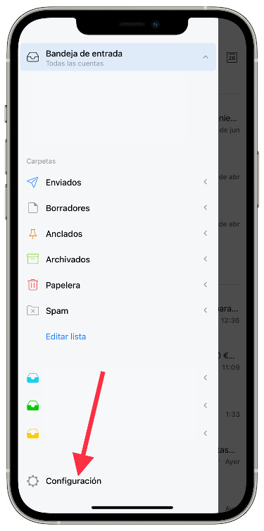 Configuración eliminar una cuenta de correo 1