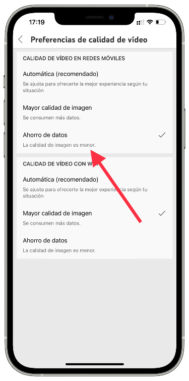 ahorrar datos móviles en YouTube 2