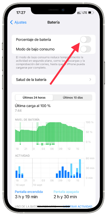 Activar porcentaje de batería 1