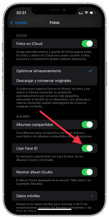 Face ID contraseña a la carpeta oculto 1