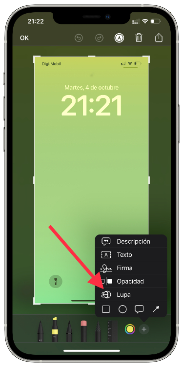 Lupa captura de pantalla del iPhone 1