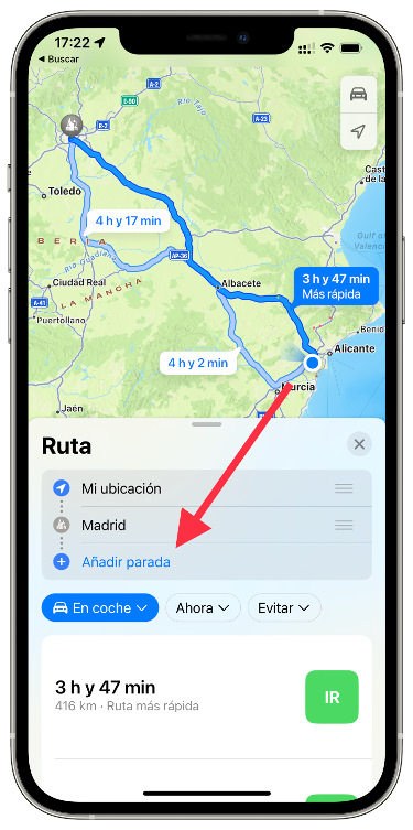 Paradas añadir paradas en una ruta 2