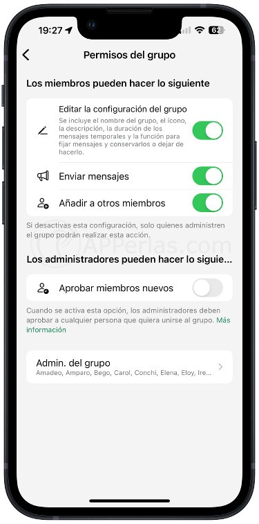 Permisos del grupo de WhatsApp Permisos del grupo de WhatsApp