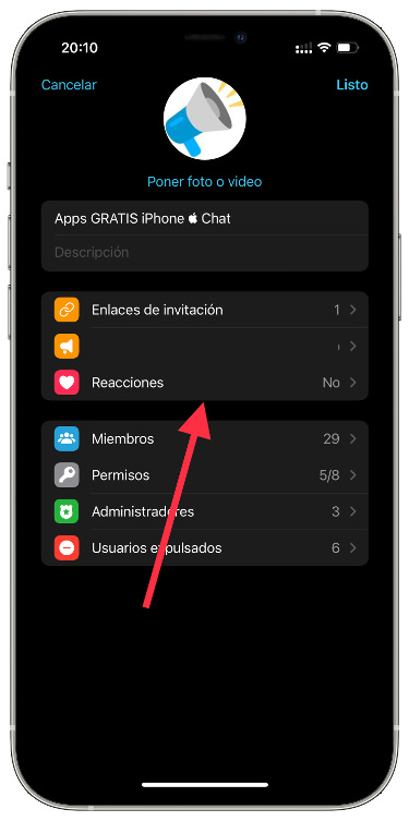 Desactivar desactivar las reacciones