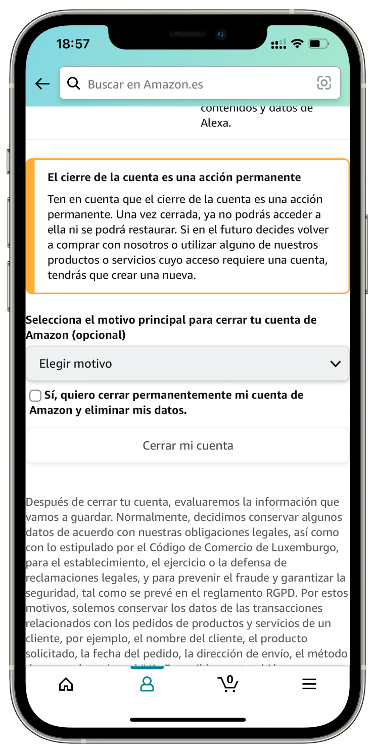 Cerrar cerrar una cuenta de Amazon 2