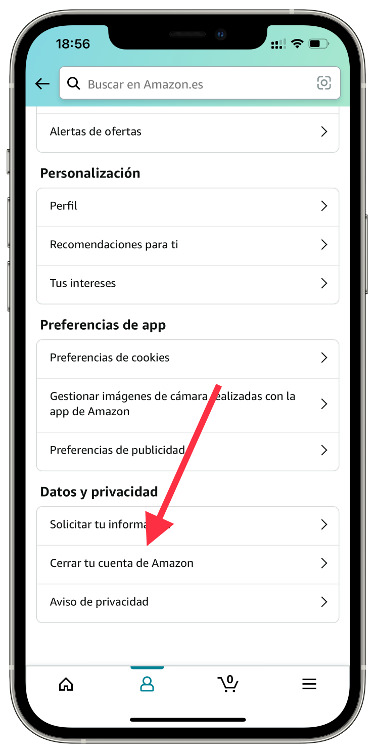 Privacidad cerrar una cuenta de Amazon 1