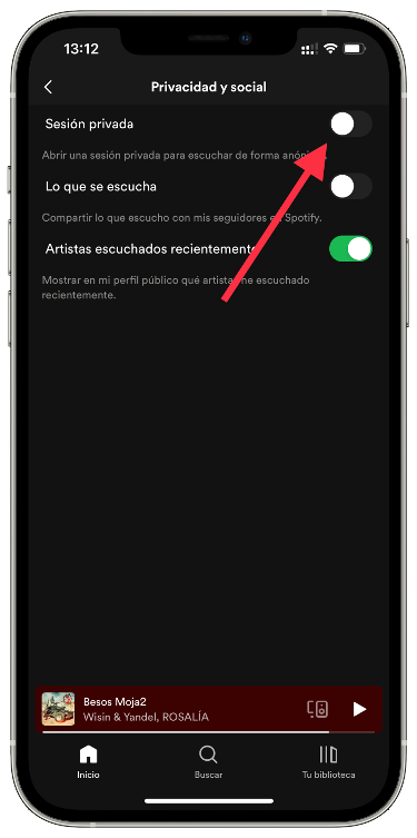 Privado escuchar Spotify 1