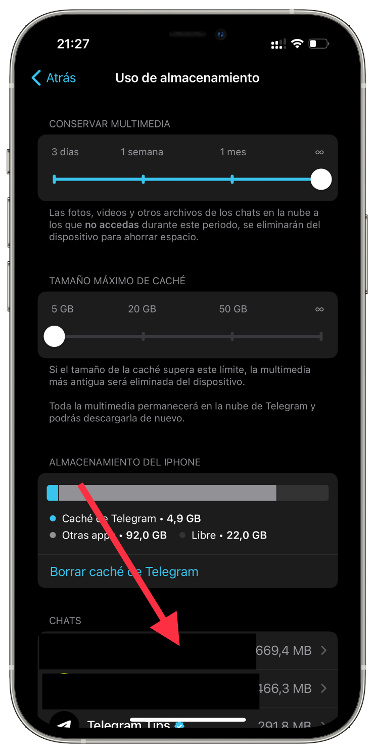 Chat almacenamiento de Telegram 1