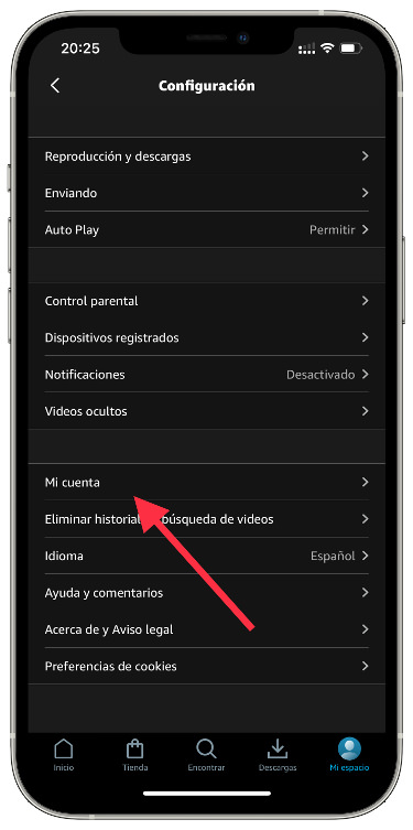 Ajustes cuenta de Amazon Prime Video 1