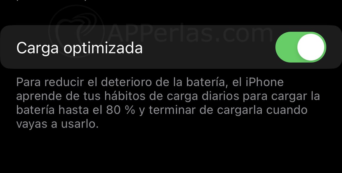 Opción carga optimizada de iOS Opción carga optimizada de iOS