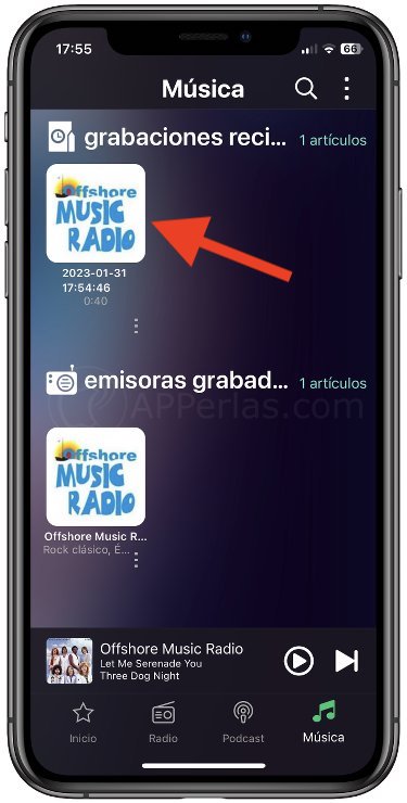 Grabación guardada en el iPhone Grabación guardada en el iPhone