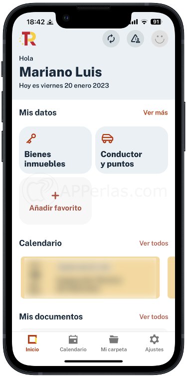 Pantalla principal de la app Mi carpeta ciudadana Pantalla principal de la app Mi carpeta ciudadana