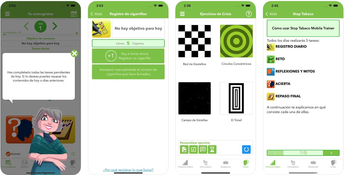Capturas de Stop Tabaco Mobile Trainer 