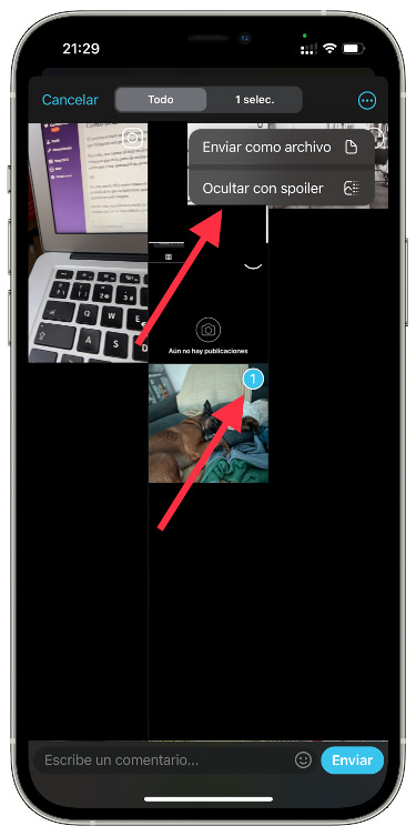 Seleccionar ocultar imágenes en Telegram 1