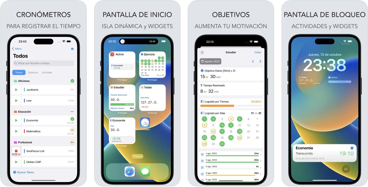 Capturas de Timelogger Plus Capturas de Timelogger Plus