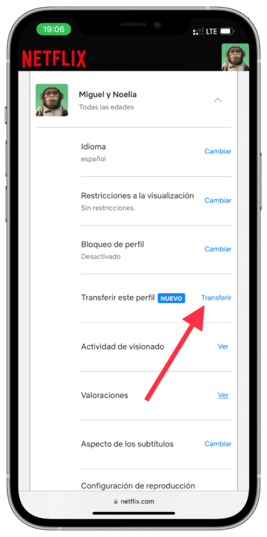 Transferir perfiles de Netflix 1