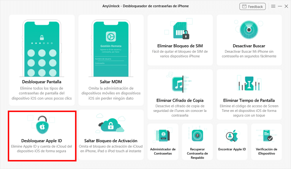 Restaurar iPad/iPhone sin contraseña ID Apple - paso 1 Restaurar iPad/iPhone sin contraseña ID Apple - paso 1