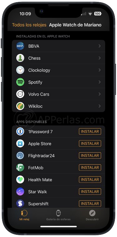Apps instaladas en Apple Watch Apps instaladas en Apple Watch