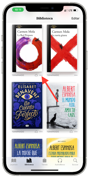 Menú borrar los libros 1