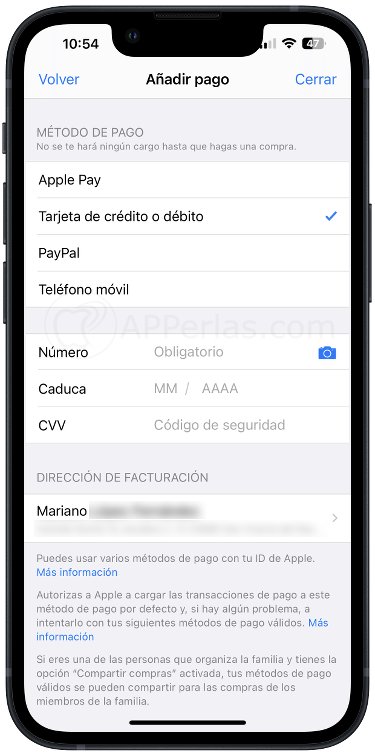 Cambiar dirección de facturación Cambiar dirección de facturación