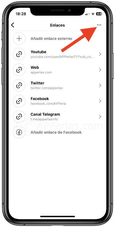 Reordenar enlaces de Instagram Reordenar enlaces de Instagram