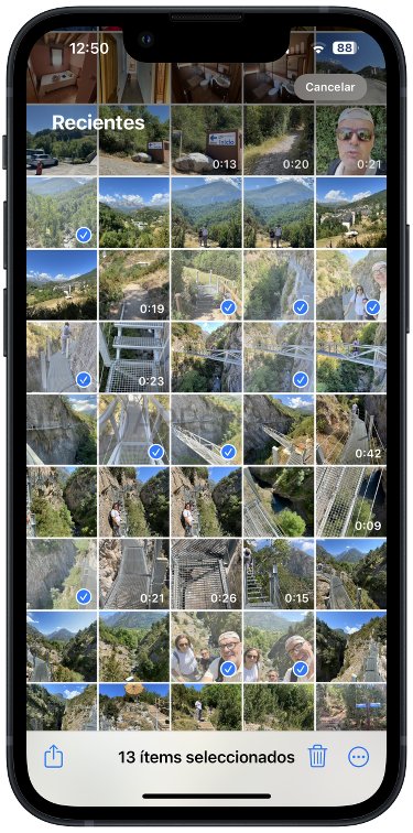 Selecciona fotos y vídeos Selecciona fotos y vídeos