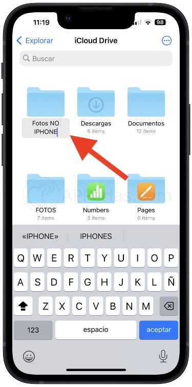 Nombra la nueva carpeta para fotos y vídeos Nombra la nueva carpeta para fotos y vídeos