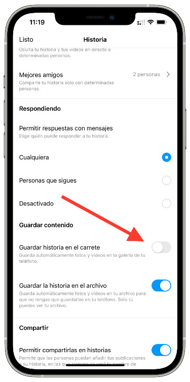 Guardar guardar las historias de Instagram 2