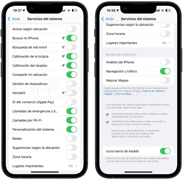 Mi configuración de la ubicación de los servicios del sistema Mi configuración de la ubicación de los servicios del sistema