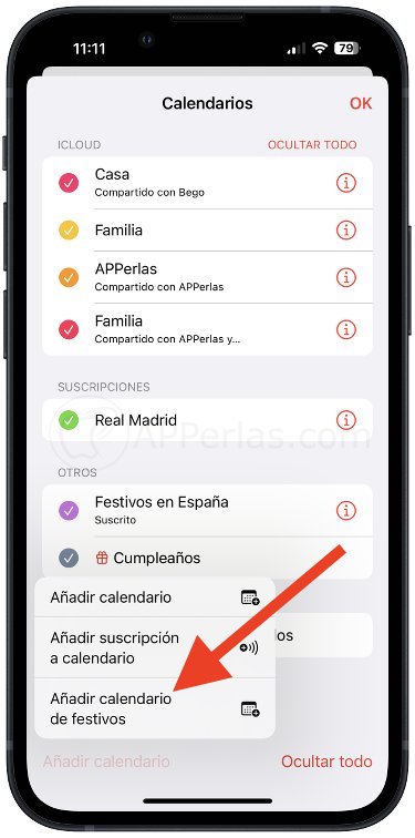 Añadir calendario de festivos en iPhone Añadir calendario de festivos en iPhone