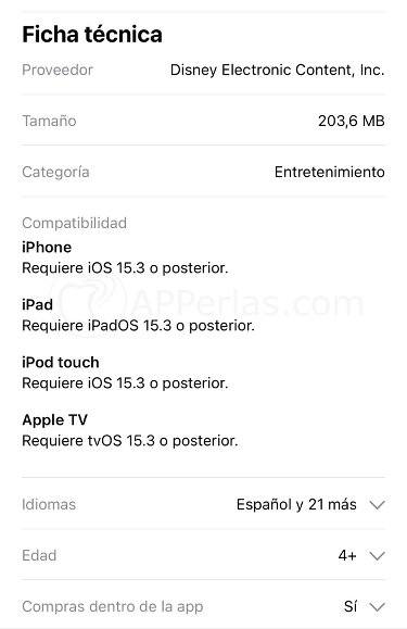 Ficha técnica de la app Ficha técnica de la app