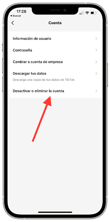 Cuenta eliminar una cuenta de TikTok 1