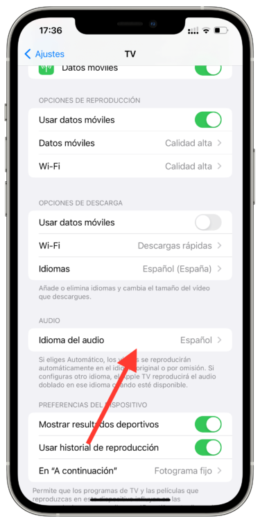Idioma audio en Apple TV 1