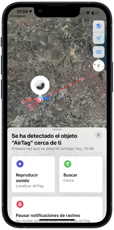 Mapa de seguimiento del Airtag
