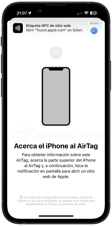 Información sobre el Airtag encontrado