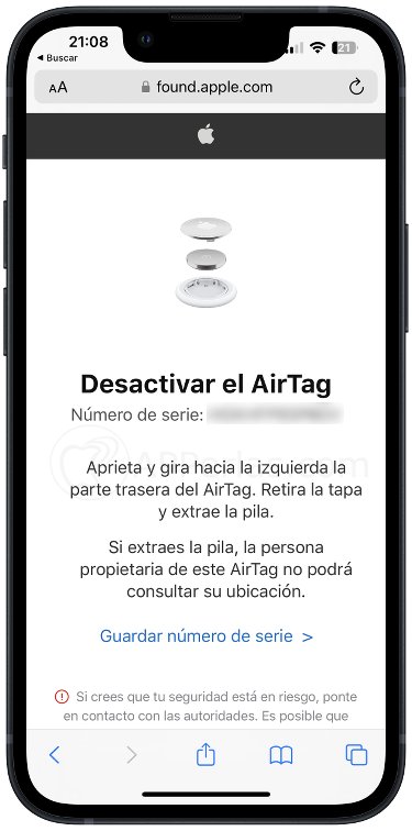 Desactiva el Airtag y di adiós a la alerta en el iPhone