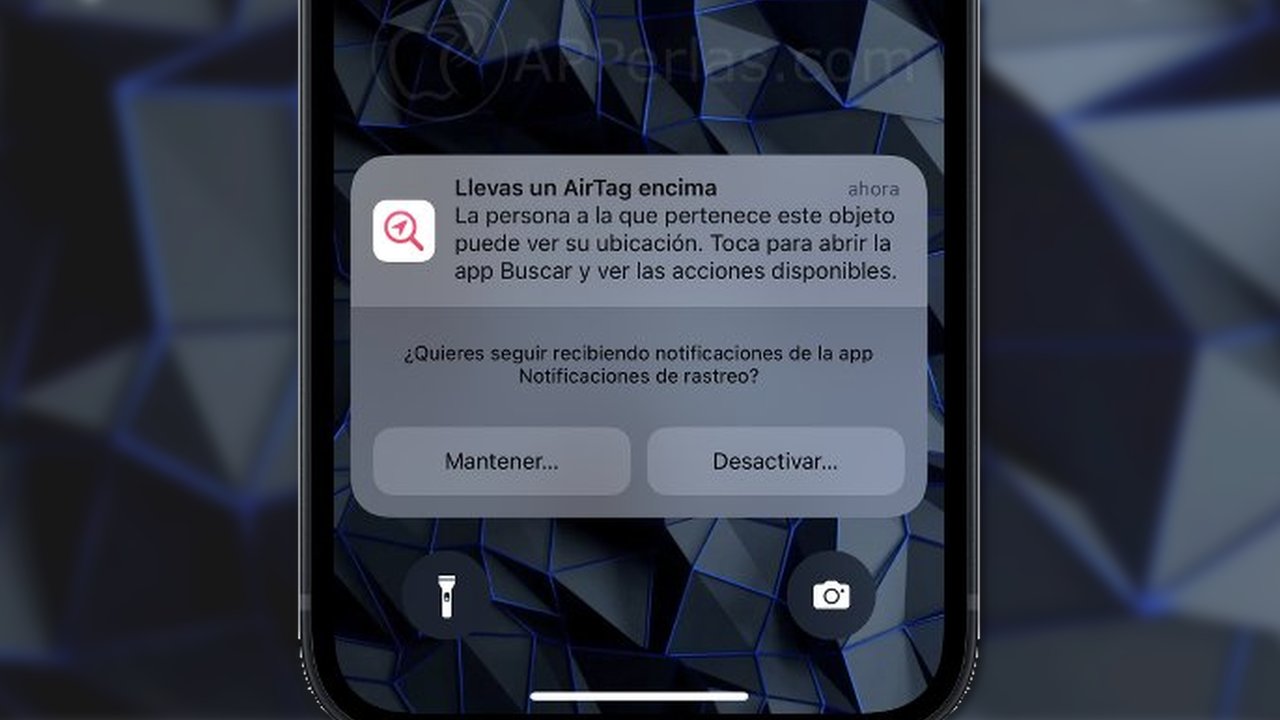 Alerta en el iPhone de llevar un Airtag encima