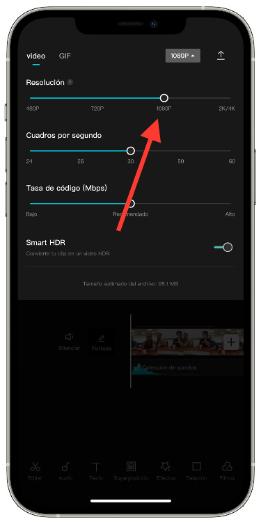 Aumentar calidad de los vídeos en CapCut 2