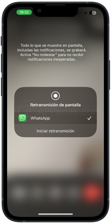 Iniciar retransmisión de pantalla en Whatsapp