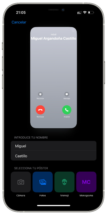 Personalizar tarjeta de contacto 2
