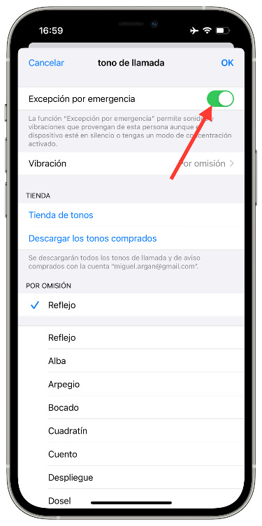 Excepción notificaciones de emergencia 1